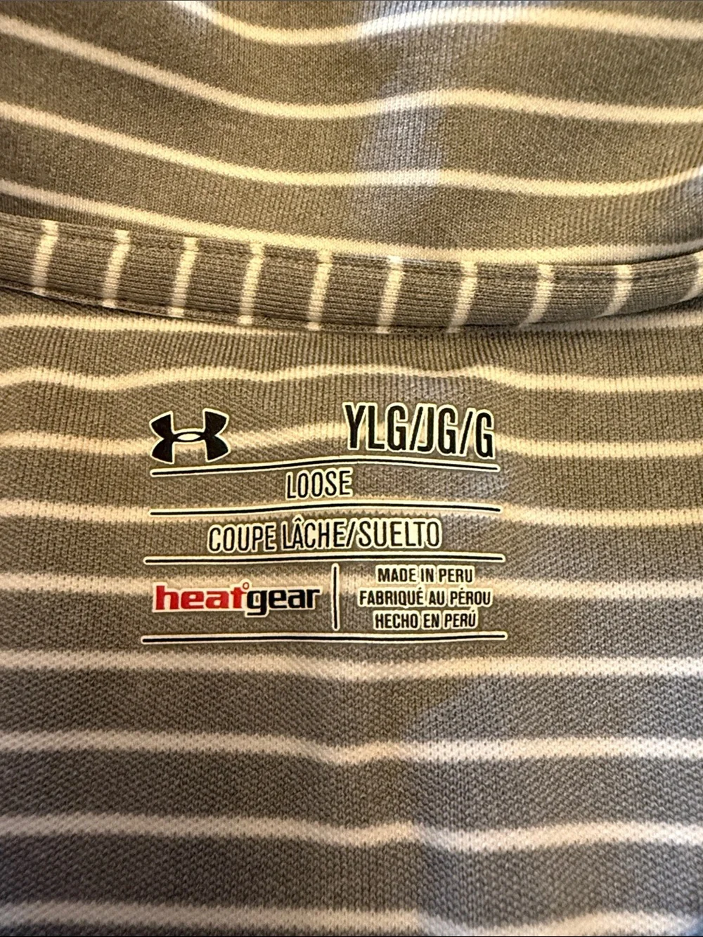Under Armour Performance Matchplay Gray & White Striped Kids Polo